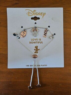 Disney 14K Gold Flash Plated Bracelet-Adjustable